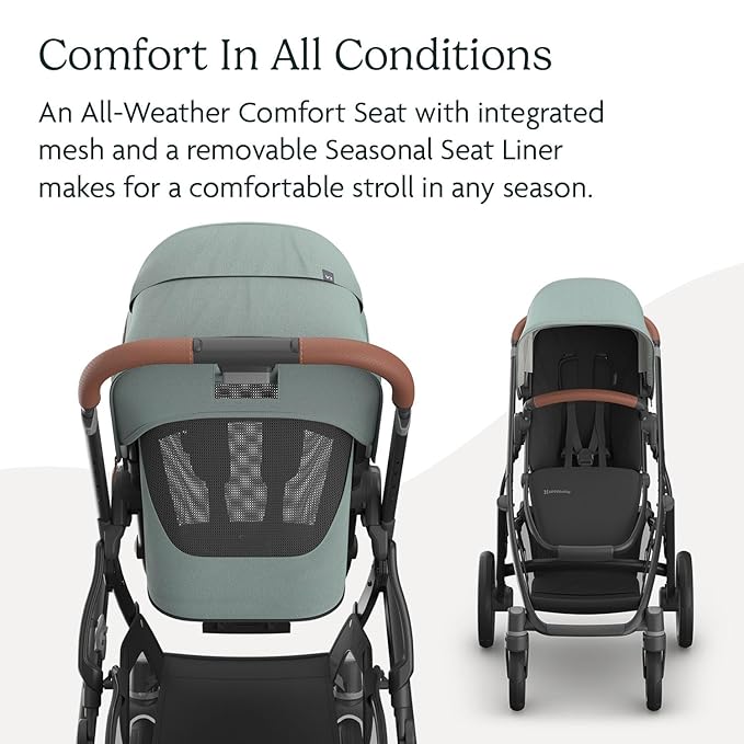 UPPAbaby Vista V3 Convertible Single-to-Double Stroller for Baby & Toddler, 30+ Configurations, Travel System Compatible, All-Wheel Suspension, XL Basket – Kenzi (Mystic Aqua/Carbon Frame)
