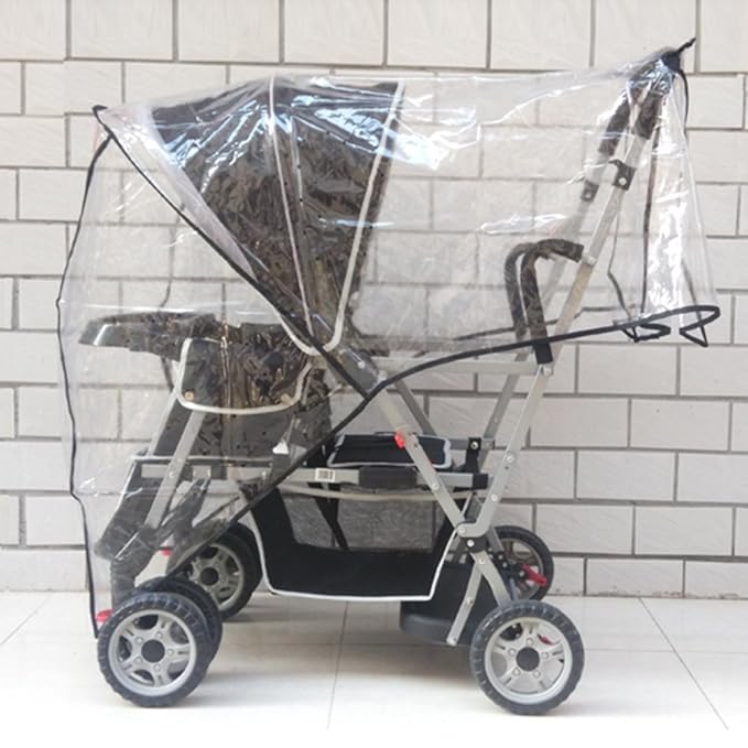 Weather Shield Double Popular for Swivel Wheel Stroller Universal Size Baby Rain Cover/Wind Shield Deal (Black)