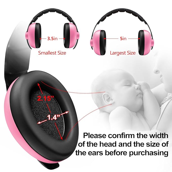 Baby Headphones Noise Cancelling Headphones for Babies for 3 Months to 3 Years (Pink)
