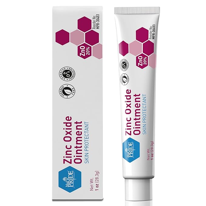 MED PRIDE High-Potency 20% Zinc Oxide Ointment 1oz - Diaper Rash Skin Protectant Zinc Cream- Wound Healing Zinc Oxide Paste for Kids & Adults- Barrier Repair Remedy for Chaffing, Rash, Cuts, Scrapes