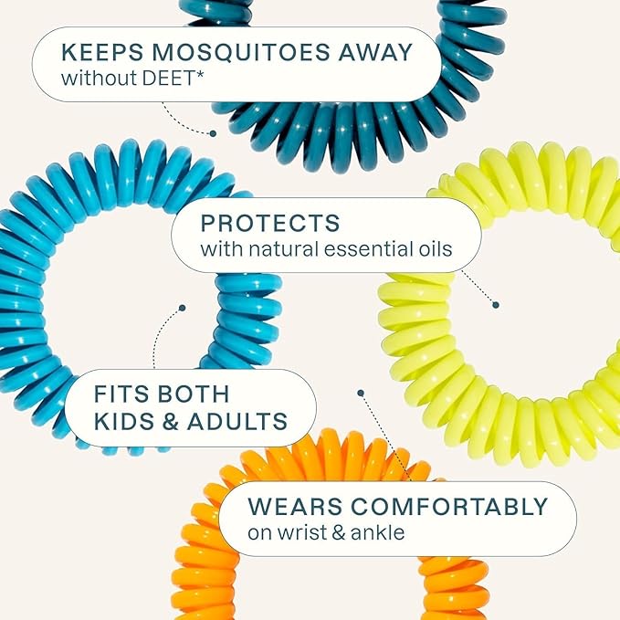 Cliganic Mosquito Repellent Bracelet Stickers Pack for Kids & Adults Multi Color, Natural DEET-Free, Essential Oil Infused 40 Bands with 60 Patches, Citronella Scent