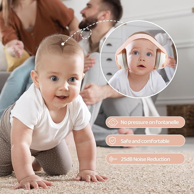 Baby Ear Protection,25dB Infant Noise Cancelling Headphones for Babies 0-36 Months with Adjustable Headband Baby Earmuffs,Ideal Baby Travel Essentials for Outdoor,Sleep,Airplane & Music Festivals