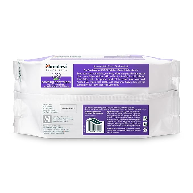 Himalaya Soothing Baby Calming Wipes for Soft, Clean, and Sensitive Skin, 72 wipes, 6 pack