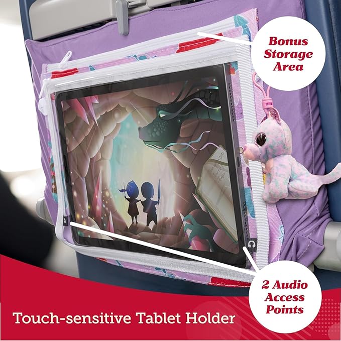 Lusso Gear Airplane Tray Table Cover - Organize Kids Travel Essentials - Pockets for Airplane Toys for Toddlers 1-3 - Foldable Tablet Stand for Travel Toddler Essentials (Mermaids) | with Pockets, on Plane or Train, Airplane Must Haves, Flying Essentia...