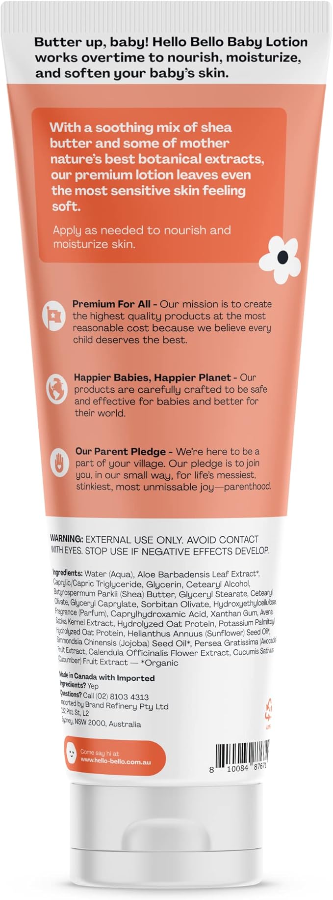 Hello Bello Premium Baby Lotion, Gentle Hypoallergenic Vegan Formula to Nourish and Moisturize, Sweet Cream Scent, 8.5 oz
