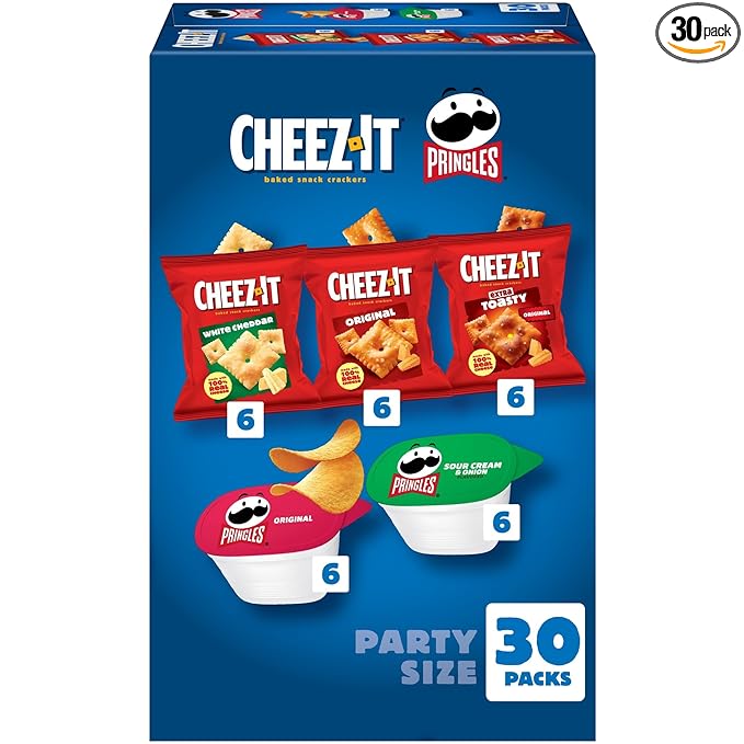 Cheez-It, Pringles, Salty Snacks, Party Size, Variety Pack, 26.58oz Box (30 Packs)