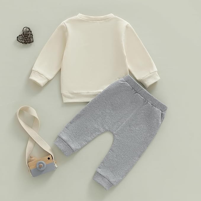 WZTYYDS Toddler Baby Boy Fall Clothes Letter Truck Long Sleeve Pullover Sweatshirt Tops Joggers Pants Set Winter Outfits
