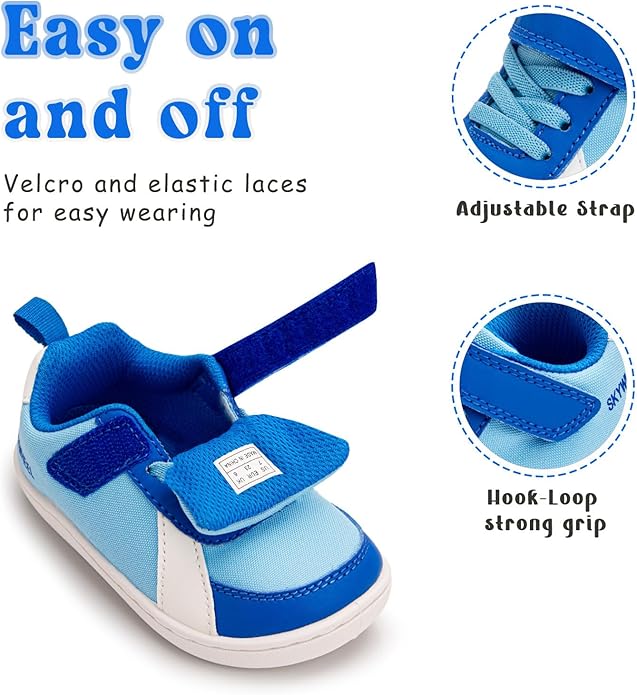 SKYWHEEL Toddler Wide Toe Box Barefoot Shoes Boys Sneakers Kids Tennis Shoes Comfort Lightweight Zero Drop Walking Shoe for Indoor/Outdoor Play