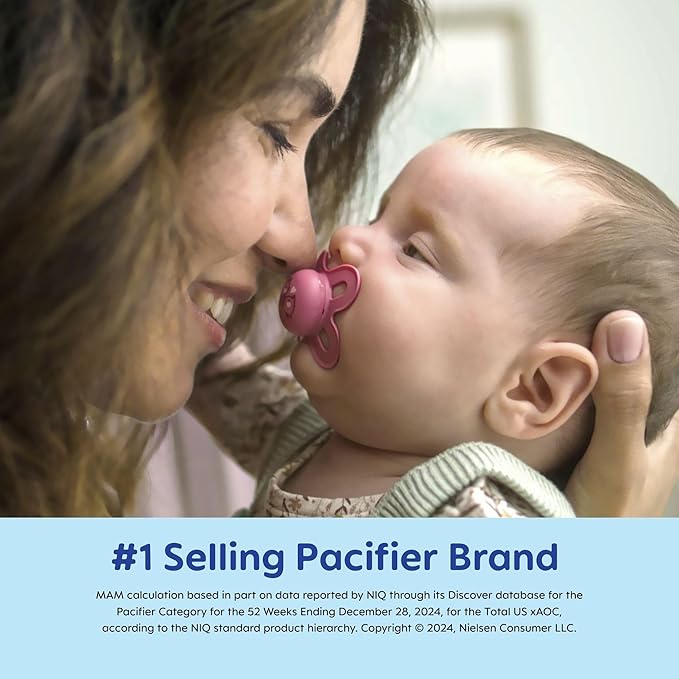 MAM Original Start Matte Baby Pacifiers 0-3 Months Newborns, BPA-Free Skin Soft Silicone Nipple, Developed with Medical Experts, Easy to Clean, 4 Count