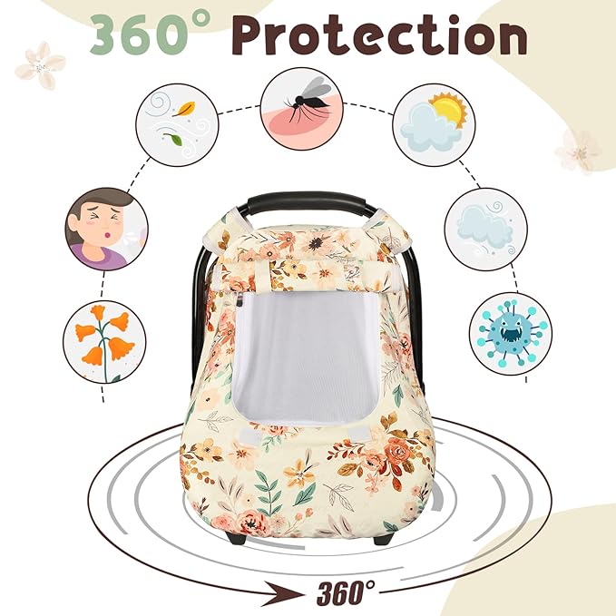 TANOFAR Car Seat Cover Baby, Winter Carseat Cover for Newborn, Infant Car Seat Cover with Windproof and Kick-Proof, Super Warm Plush Fleece Baby Carrier Cover for Infant Boys Girls (Autumn)