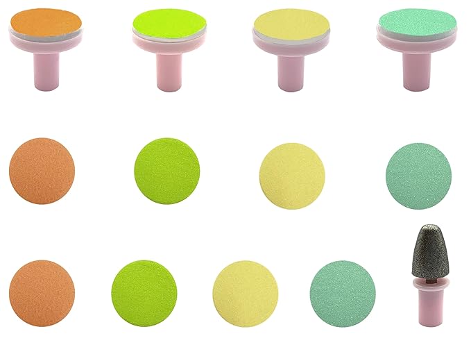 Electric Nail Trimmer Replacements,13 in 1- Baby Electric Nail Buffer Sandpaper Pads (Assorted Pads with Pink Base)