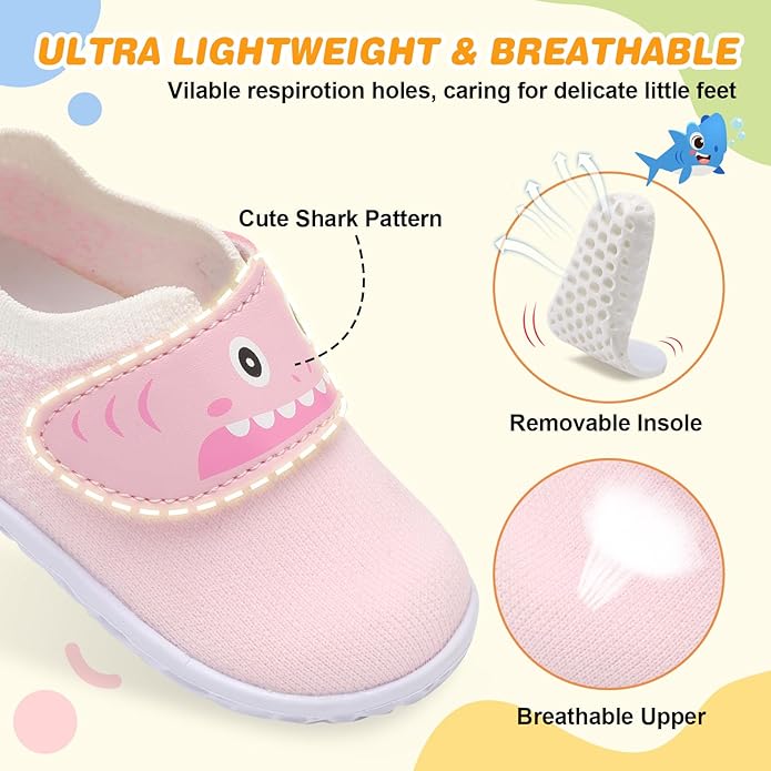 L-RUN Baby Shoes Boys Girls First Walking Shoes Infant Sneakers Toddler Crib Shoes Lightweight Breathable Non-Slip Soles