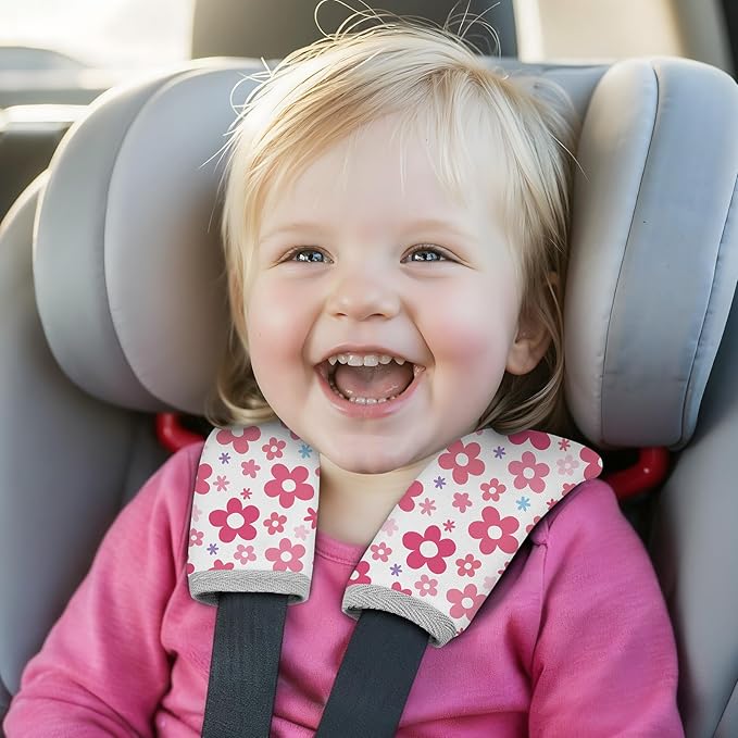Seat Belt Cover Pad for Baby, Soft Seatbelt Cushion Covers for Kids 2Pcs Car Seat Strap Shoulder Pads for All Car Seats, Stroller, High Chair