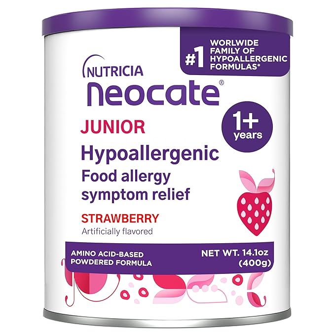 Neocate Junior - 1+ years - Hypoallergenic Toddler Formula for Food Allergy Relief - Nutritionally Complete Dairy Free Formula - Strawberry, 14.1 oz