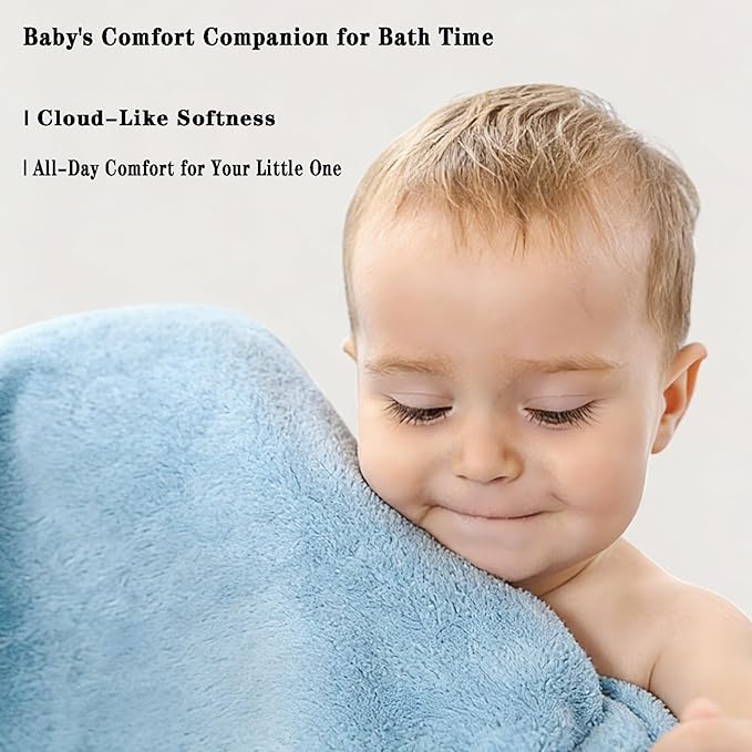 Toddler Bath Towel Baby Towels with Hood 27.5"X55" Ultra Absorbent Soft Bathrobe Blanket Kids Shower Towel for Girls and Boys(Sky Blue)