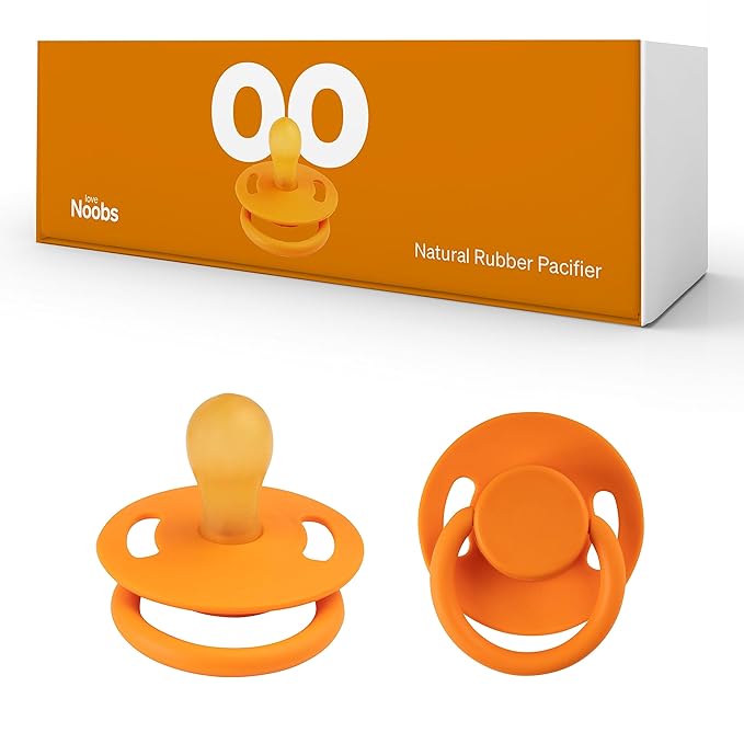Natural Rubber Pacifier by LoveNoobs, 4 Pack, Pacifiers 0-6 Months, Baby Starter Kit, Newborn Silicone Dummy, Orthodontic, Teething Soothers, Newborn Gift