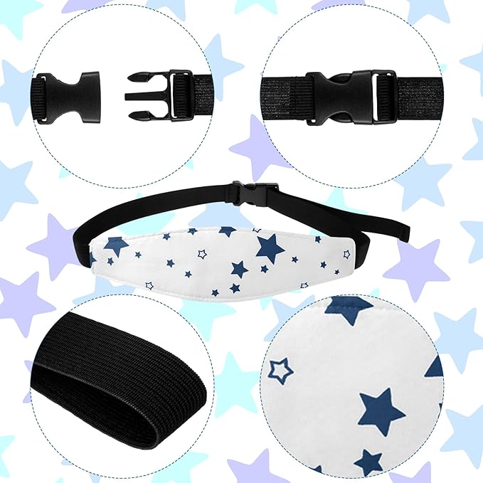 HESTYA 2 Pcs Carseat Head Support Toddler Stroller Seat Headrest for Sleeping Traveling Neck Relief Headband Strap for Kids Children Toddler Infant(Star)