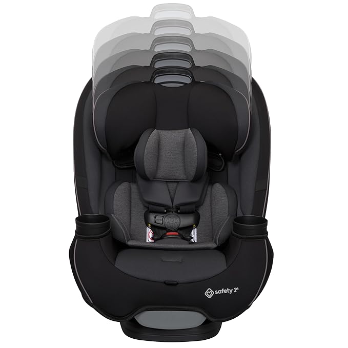 Safety 1st Grow and Go All-in-One Slim Convertible Car Seat, Rear Facing, 5-40 lbs, Forward Facing (30–65 lbs), High Back Booster Seat 40-100 pounds, Black Phantom