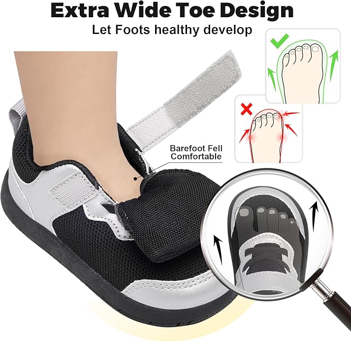 Wide Toe Box Toddler Shoes Baby First Walking Shoe Boys Girls Non-Slip Zero Drop Minimalist Tennis Sneakers