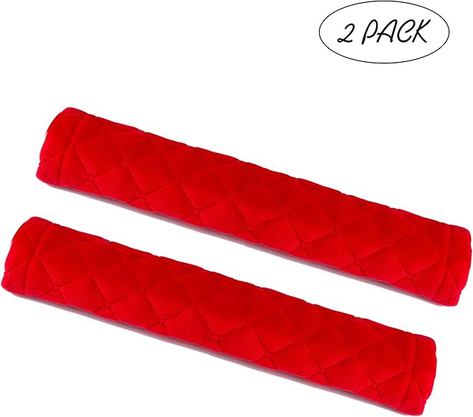 Amooca Soft Seat Belt Cover Pad, 2-Pack Soft Car Safety Seatbelt Strap Shoulder Pad for Adults and Children, Suitable for Car Seat Belt, Backpack, Shoulder Bag, Laptop Computer Bag (Red)