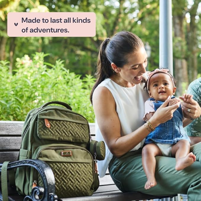 BabbleRoo Diaper Bag Backpack - Travel Large Baby Diaper Bag with Changing pad, Waterproof Baby Bags for Mom & Dad, Unisex Bags with Pacifier Case, Luggage Strap & Stroller Clips– Light Gray