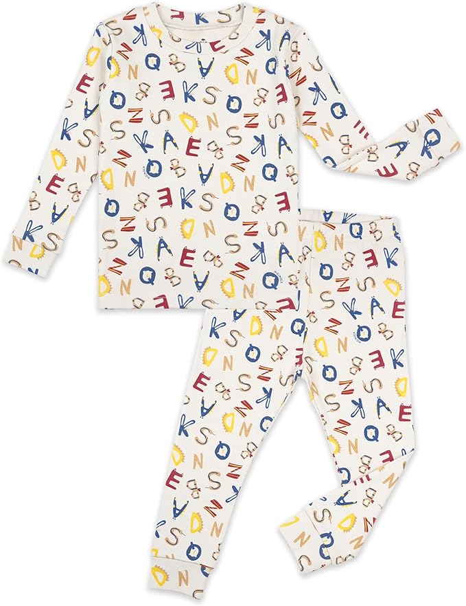 moimoln Sibling Matching 6M-8Y Soft Warm Cotton Modal Character Long Sleeve Snug-Fit Pajama Long Sleeve Sleepwear Daily