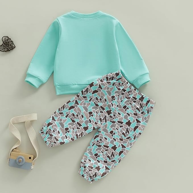 Toddler Boy Fall Winter Clothes Baby Camo Hunting Outfits Retro Pullover Sweatshirts + Camouflage Pants Set