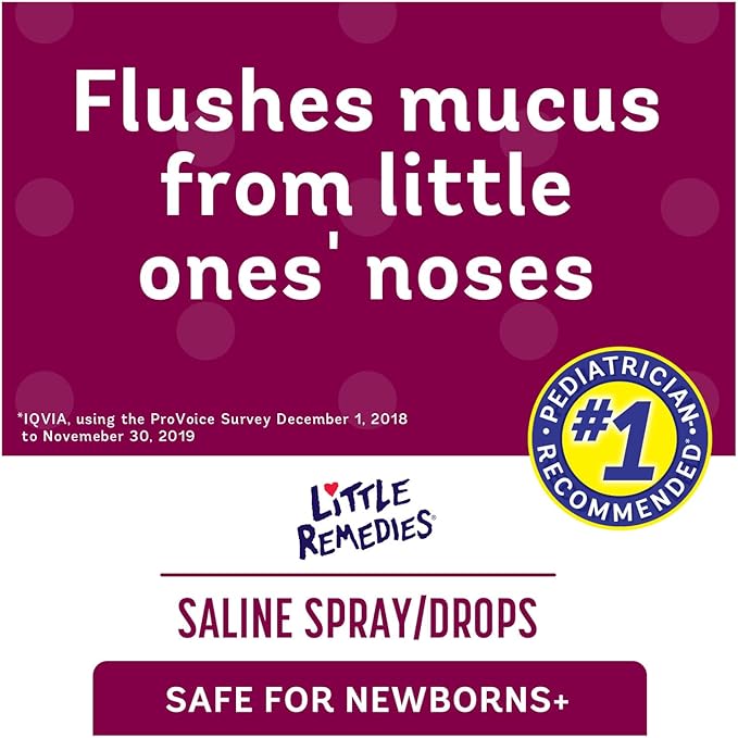 Little Remedies Sterile Baby Saline Nasal Spray and Drops, Safe for Newborns to Relieve Stuffy and Dry Noses, 0.5 Fl Oz, Pack of 3