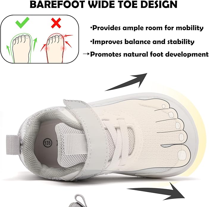 MORENDL Wide Toddler Shoes Baby Walking Shoes Boys & Girls Barefoot Sneakers Zero Drop Comfort Tennis Running Outdoor Activities