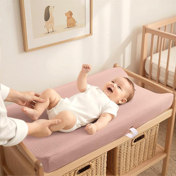 lulumoon Muslin Changing Pad Cover: Baby Diaper Changing Table Pad Cover - Changing Pad Sheets for Girls Boys