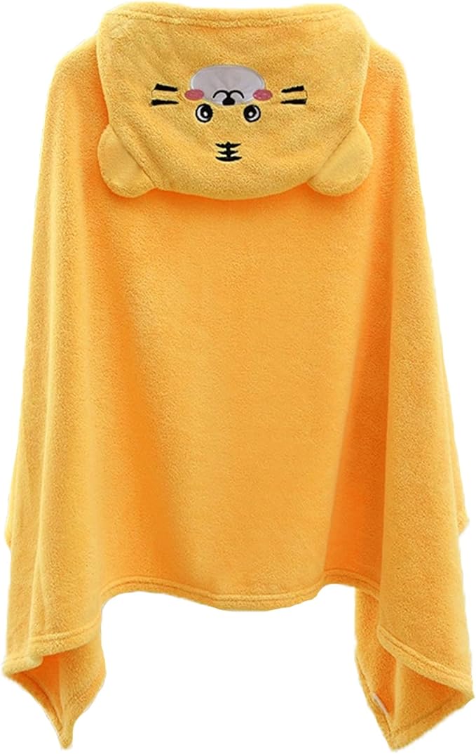Toddler Bath Towel Baby Towels with Hood 27.5"X55" Ultra Absorbent Soft Bathrobe Blanket Kids Shower Towel for Girls and Boys(Sunset Yellow)