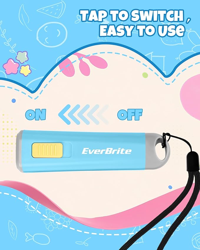 EverBrite Small Flashlight, Mini LED Flashlight, Plastic Torch Use for Emergencies, Camping, Outdoor with Lanyard 3AAA Battery Included, Blue