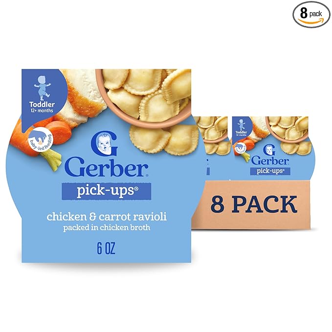 Gerber Toddler Food, Chicken Carrot Ravioli Pick-Ups, Mealtime for Toddler, 8PK