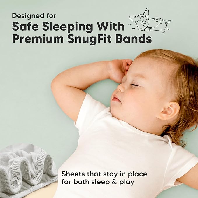 Pack and Play Sheets Fitted - 2-Pack Mini Crib Sheets for Pack N Play Mattress 38x26, Soft & Cozy, Neutral Toddler Playard Bedding, Snug Fitted Mini Baby Crib Mattress Cover Boy, Girl (Sage)