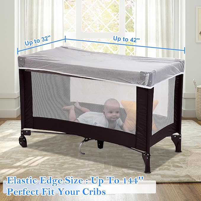 South to East Mosquito Net for Stroller, Baby Bug Netting with Storage Bag, Breathable & Portable Mosquito Nets for Strollers, Car Seat, Bassinet, Cradle, Playard, Travel Mini Crib (White)