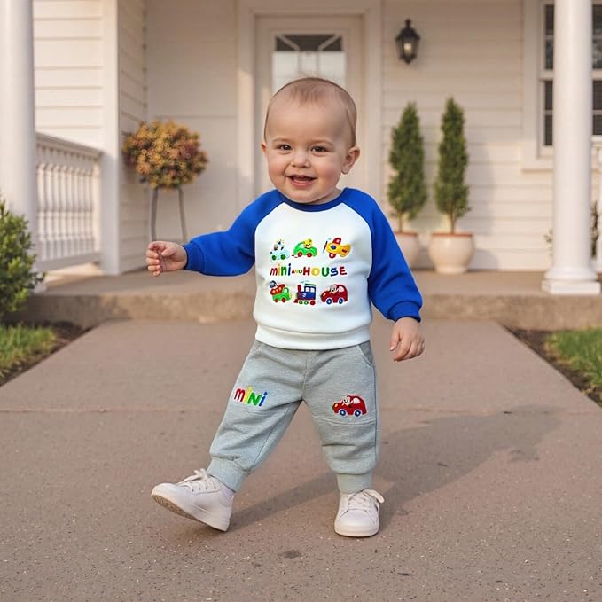 Infant Baby Boy Fall Clothes Set Funny Letter Sweatshirt Pant Outfit Toddler Winter Clothes 6 12 18 Months 2T 3T