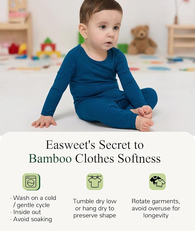 Baby Boy and Girl Romper Long Sleeve Jumpsuit One-Piece Footless Pajamas, Viscose Made from Bamboo