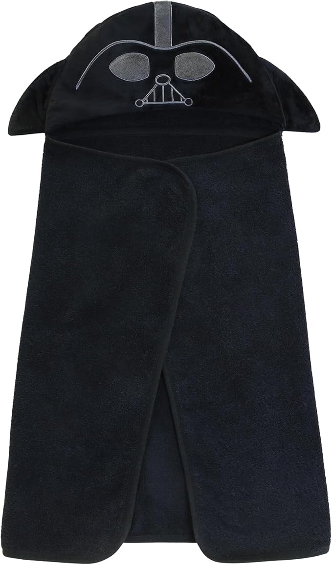 Lambs & Ivy Star Wars Darth Vader Black Luxury Cotton Hooded Baby Bath Towel