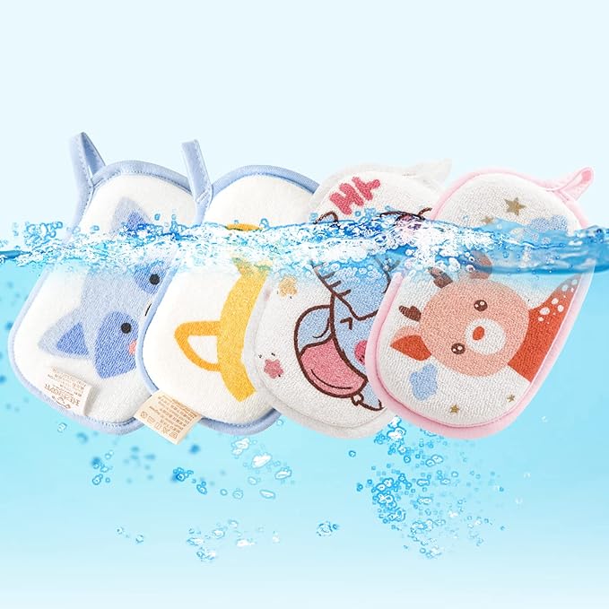 Baby Bath Sponge, 2 Pack Cartoon Animal Style Baby Sponge for Bathing, Infants Bath Sponge Ultra Soft & Absorbent Natural and Safe Great for Sensitive Skin, for Boys & Girls (Deer & Loong)
