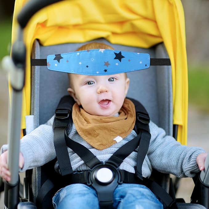 HESTYA 2 Pcs Carseat Head Support Toddler Stroller Seat Headrest for Sleeping Traveling Neck Relief Headband Strap for Kids Children Toddler Infant(Star)