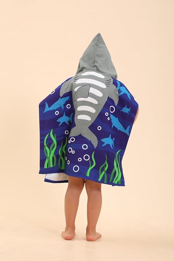 TEHALK Shark Hooded Towels for Kids/Boys/Girls/Toddler, Towel Robes/Wearable Towels for Kids 2-10, Poncho Beach Towels for Swimming/Pool