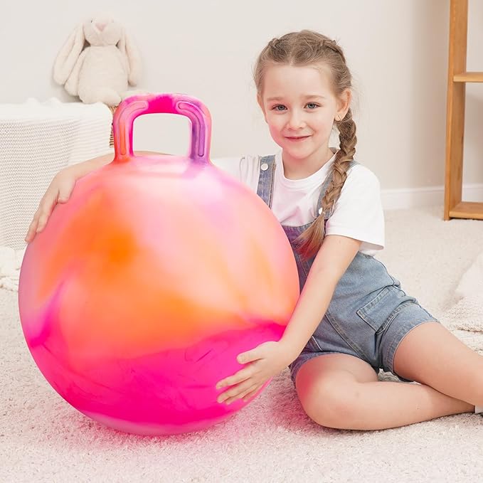 ZOOJOY OOJOY Clouds Hopper Ball, Hopping Toys for Kids, 22 Inch Bouncy Ball with Handle for Boys Girls Aged 10+, Inflatable Clouds Bounce Hopper Toy with Pump