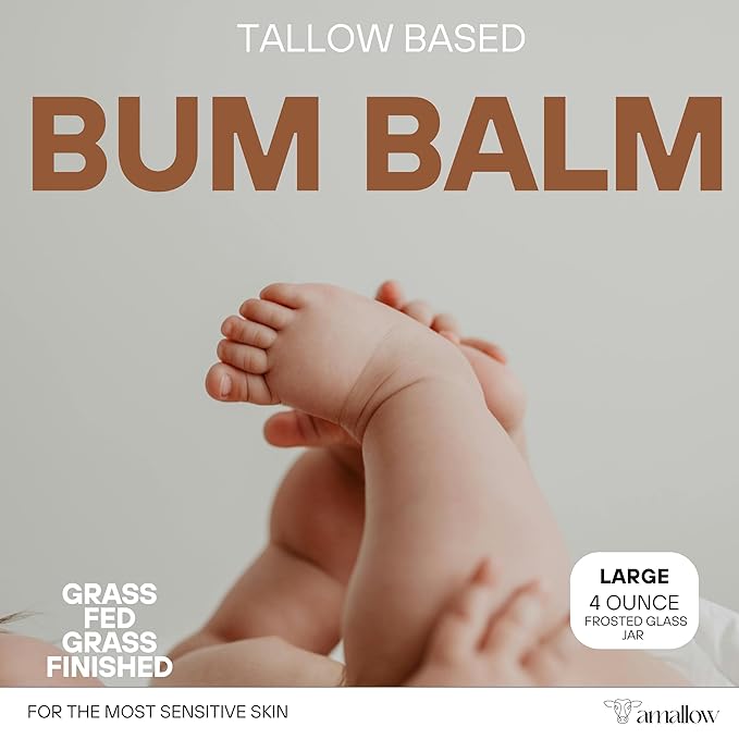 Amallow Baby Bum Balm - Diaper Area Cream for Sensitive, Rash-Prone Skin - Petroleum & Fragrance-Free - Gentle Moisturizing Balm - 4 oz