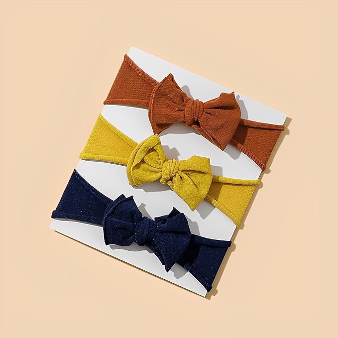 6pcs Baby Girl Bows Baby Nylon Headbands, Stretchy Knot Hair Bows, Double Layer Baby Bow Super Soft Elastic Hairbands Hair Accessories Gift for Newborn Infant Toddlers Kids(Multicoloured)