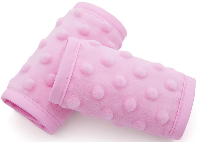 Pro Goleem Car Seat Strap Covers for Babies Girl Soft Car Seat Strap Shoulder Pads for All Car Seats, Stroller, Pushcar, Small Size Designed for Newborn, Pink