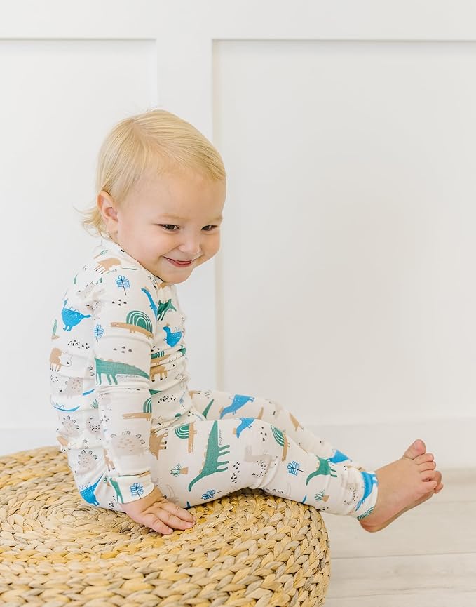 moimoln Sibling Matching 6M-8Y Soft Warm Cotton Modal Character Long Sleeve Snug-Fit Pajama Long Sleeve Sleepwear Daily