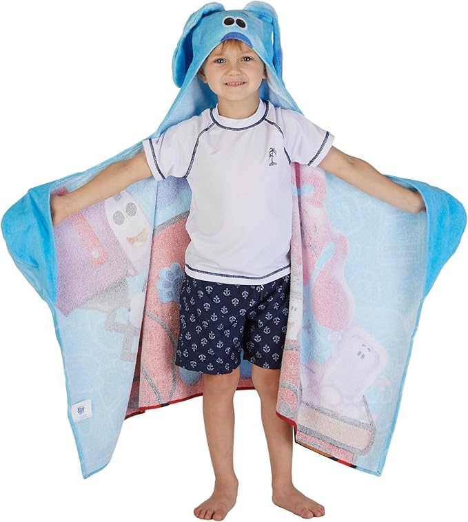 Blues Clues Bath/Pool/Beach Soft Cotton Terry Hooded Towel Wrap, 24 in x 50 in, By Franco Kids