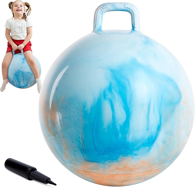 Upper Rider Clouds Hopper Ball for Kids,20 Inch Bouncy Ball with Handle,Inflatable Hopping Toys for Boys Girls Aged 6-12, Indoor Outdoor Jumping Toys Gift with Pump