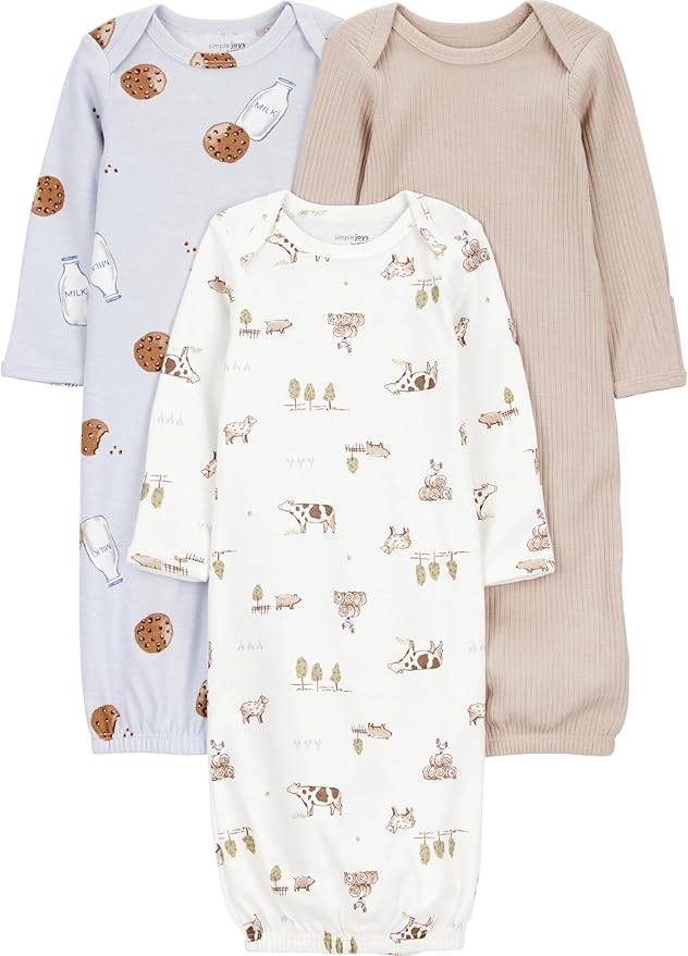 Simple Joys by Carter's unisex-baby 3-pack Neutral Cotton Sleeper Gown