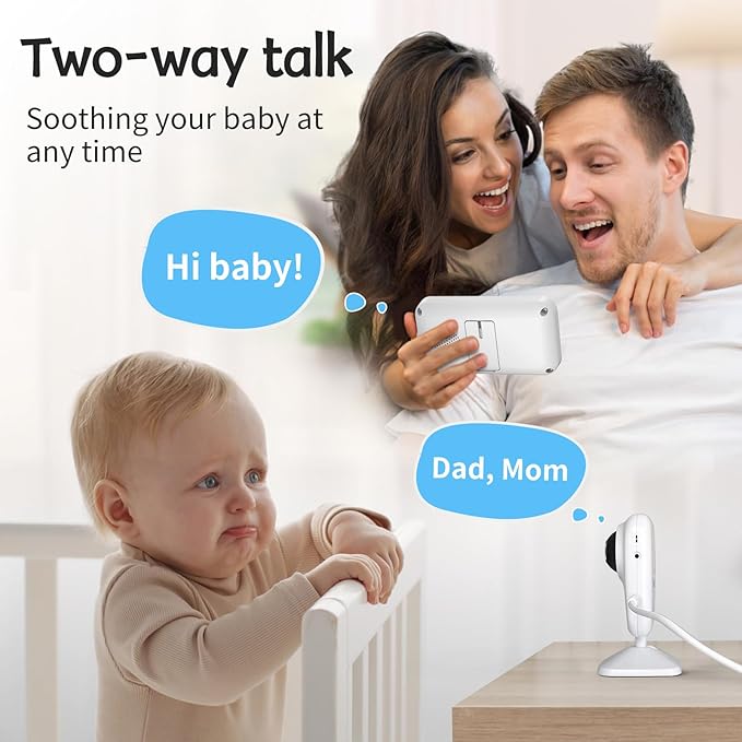 Video Baby Monitor with Camera,No WiFi 1200ft Long Range,APP Mode,2.8" Plug & Play Diaplay, Auto Night Vision,5 Lullabies Portable Sound Monitor,Room Use,Feeding Timer,2-Way Talk,for Baby/Elderly/Pet